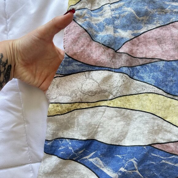 Vintage 90s Y2K Realize Womens Size XXL Linen Blend Waves Abstract Pockets Beach - Picture 2 of 6